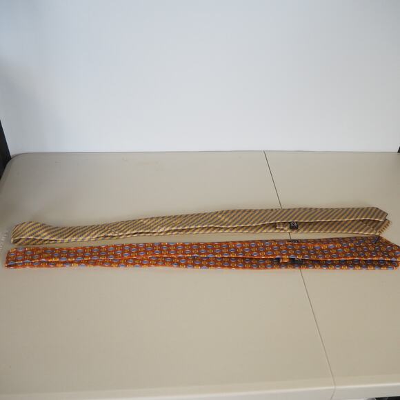 Jos. A. Bank Signature Collection 100% Pure Silk Neckties Gold/Orange/Blue Ties - Picture 3 of 15